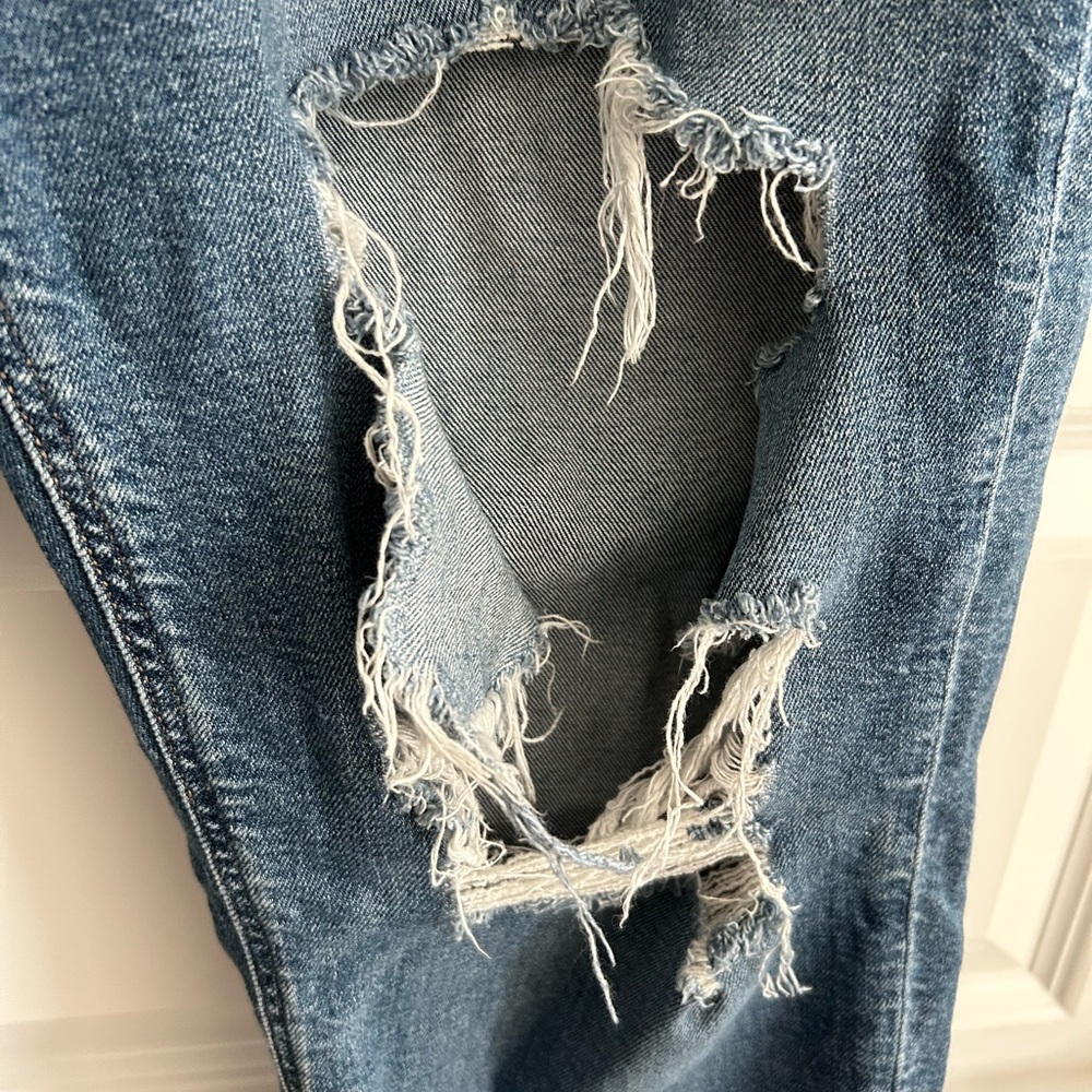 American Eagle Mom Ripped Straight Jeans Blue Size 16 - Picture 7 of 15